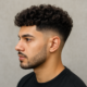 Low taper fade with curly hair