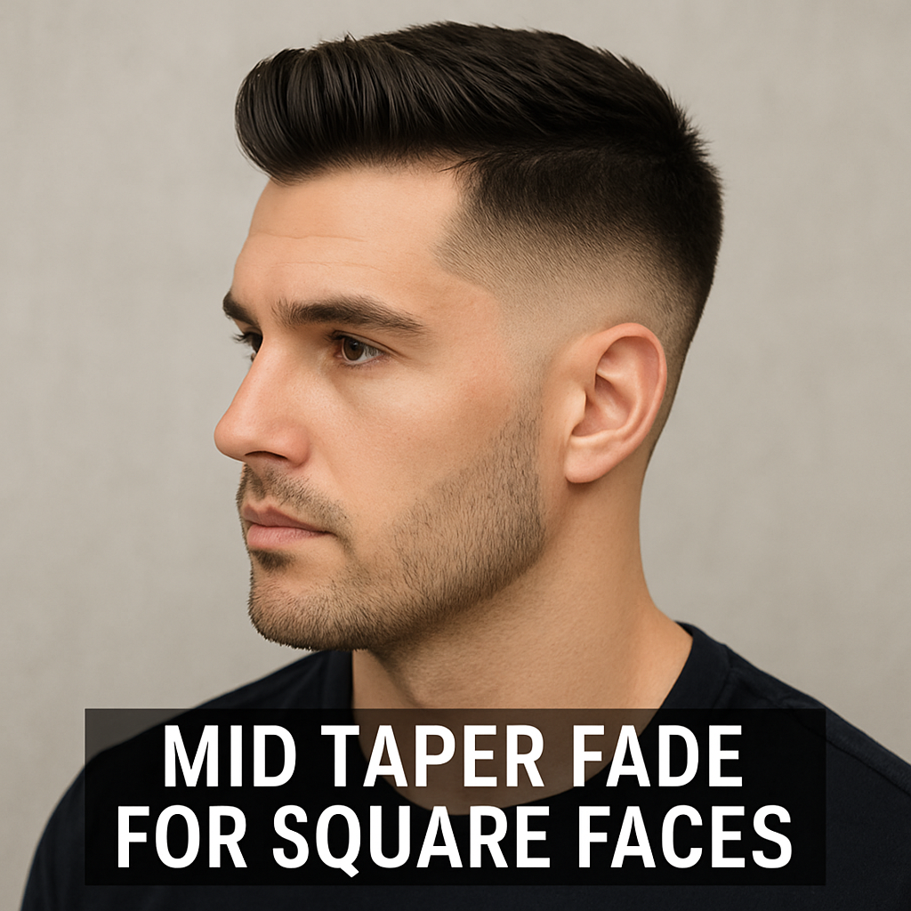 Mid taper fade for square faces
