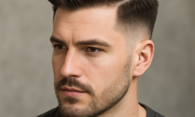 Mid taper fade with comb over