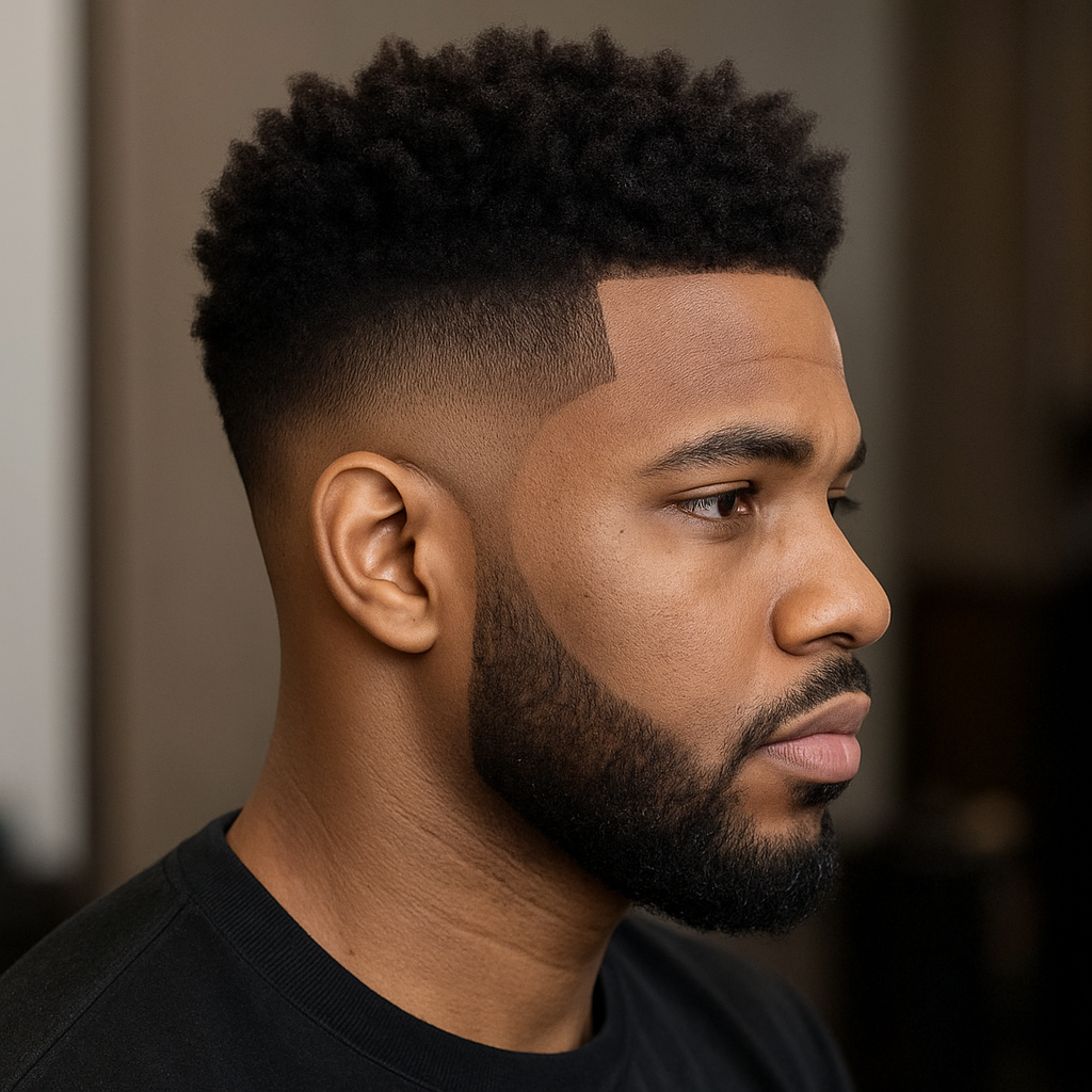 Burst fade haircut for black men