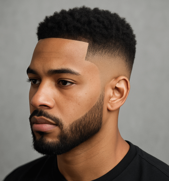 Drop fade with line-up haircut